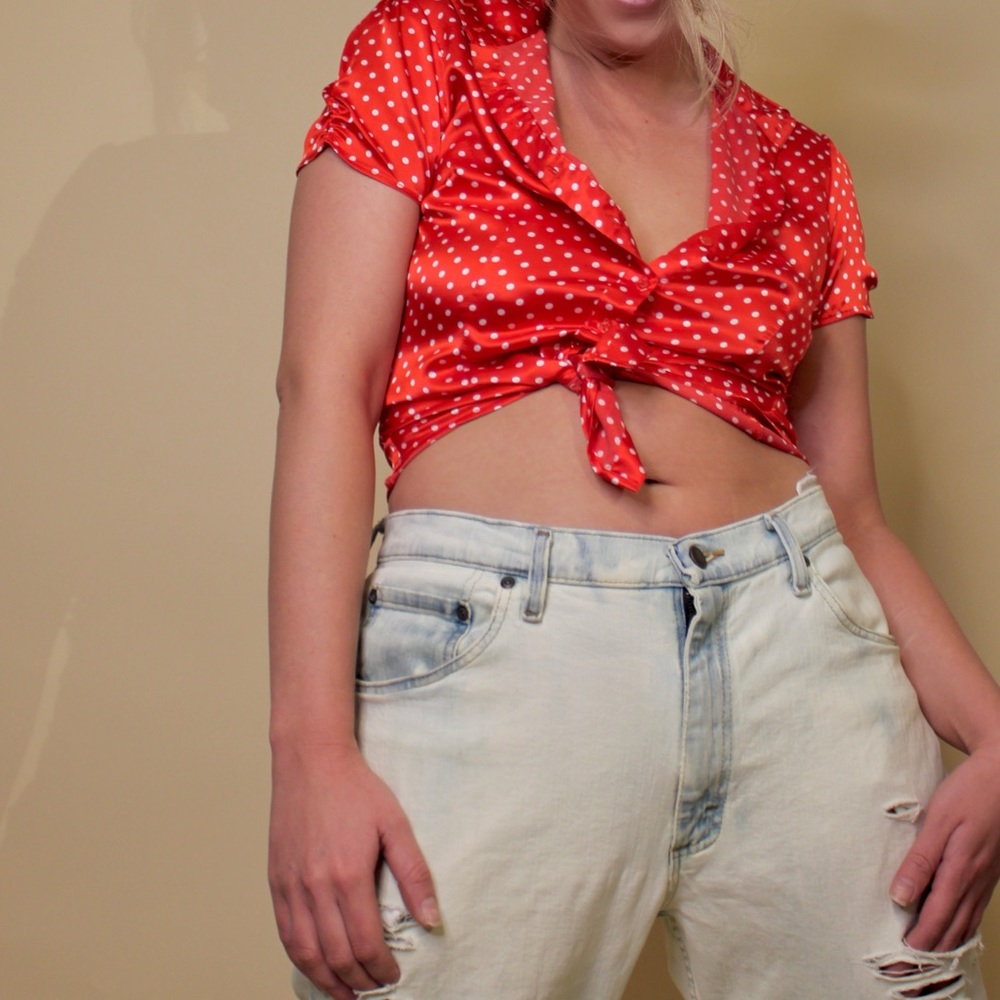 Ethically Sourced Polka Dot Silk Button-up